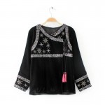 vintage o neck long - sleeved sequins embroidery velvet jacket women 's coat