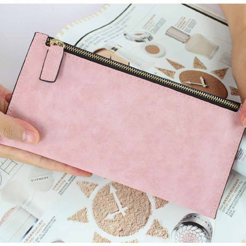 Wholesale Women Wallet Fashion Nubuck Pu Leather Female Purse Super Thin Long Wallet Bags Purse 2087