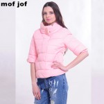 winter jacket women half sleeve high collar thin Quilted Jacket  5 colors new arrival 2016 winter women thin jacket