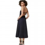 women brief solid color sexy backless double pockets dress ladies spaghetti strap elastic waist Vestidos Casual outwear