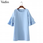 women elegant butterfly sleeve solid dress half sleeve o neck ladies fashion streetwear casual dresses vestidos QZ2818