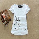 women tops and tees t shirt women 2015 O-neck sexy women shirts T-shirts Short Sleeve Stretch Cotton Tees Tops For Woman