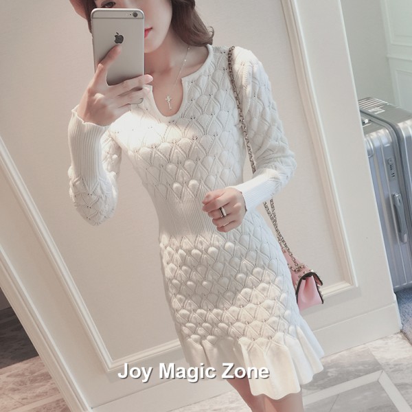 yomrzl A286 new arrival spring and autumn women's dress knitted one-piece long sleeve dresses fashion clothes