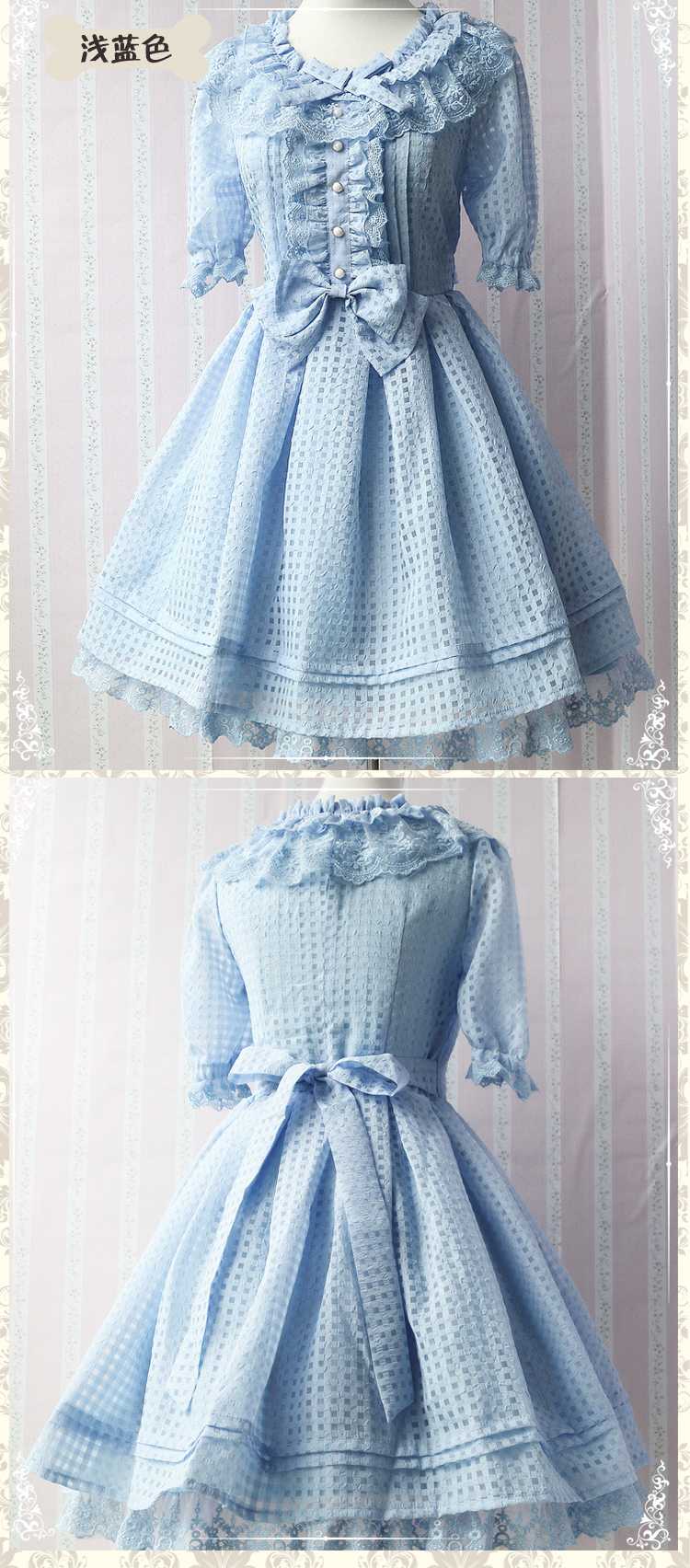 -Sweet-Half-Sleeve-Bow-Knot-Organza-Pleated-Organza-Lolita-Dress-for-Girl-Free-Shipping-32561445411