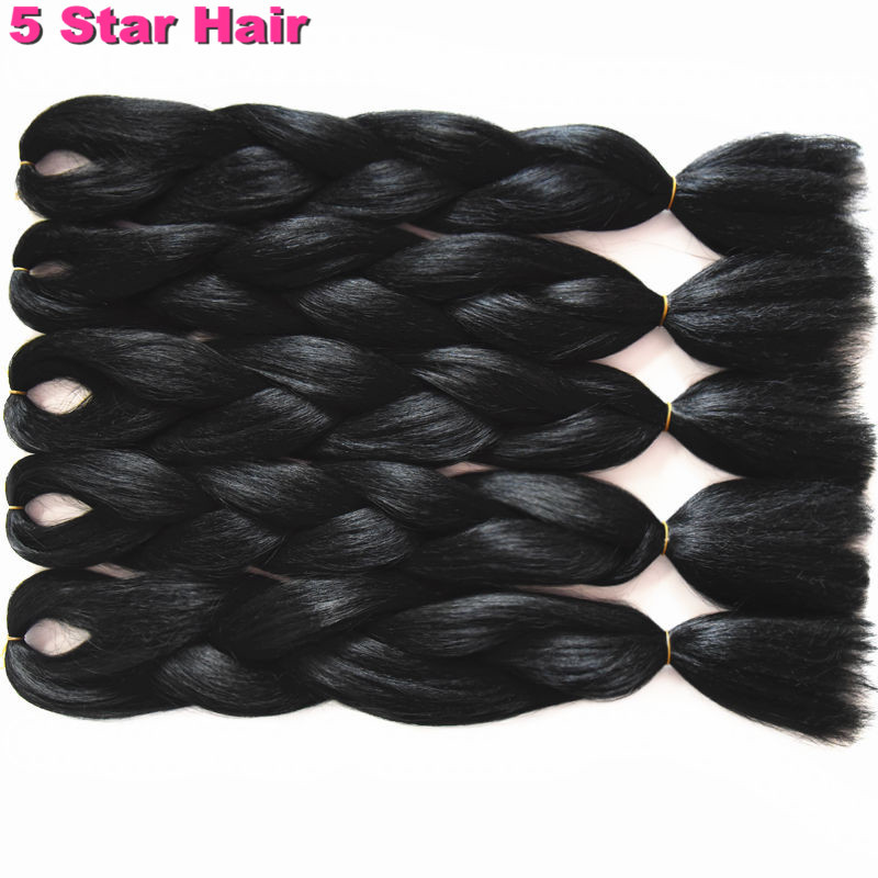 1-10-Packs-Braiding-Hair-24quot-100G-Pure-Black-Grey-purple-Color-Full-Star-Senegalese-Twists--Synth-32524927090