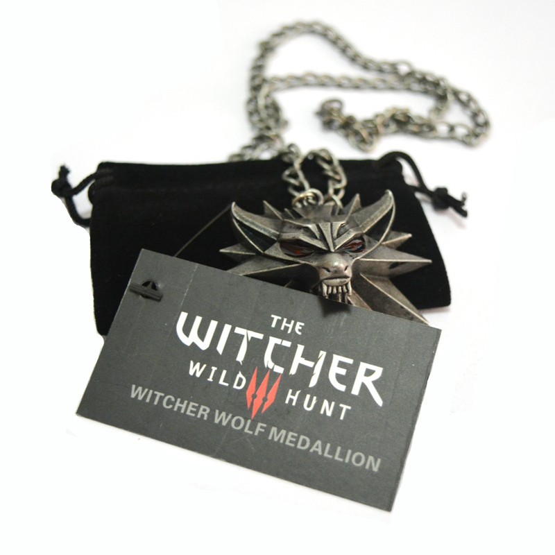 1-Bag-and-1-Card-The-Witcher-3-Wild-Hunt-Medallion-Pendant-and-Chain-Necklace-32460944592