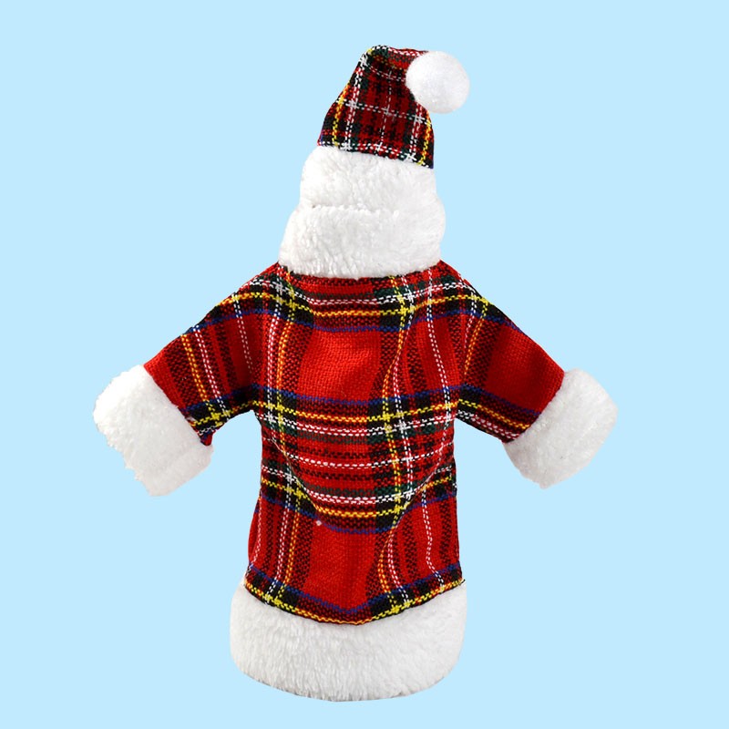 1-Set-Santa-Claus-Plaid-Snowflake-Clothing-Hat-Dress-Kit-Wine-Bottle-Cover-Decor--32751466333