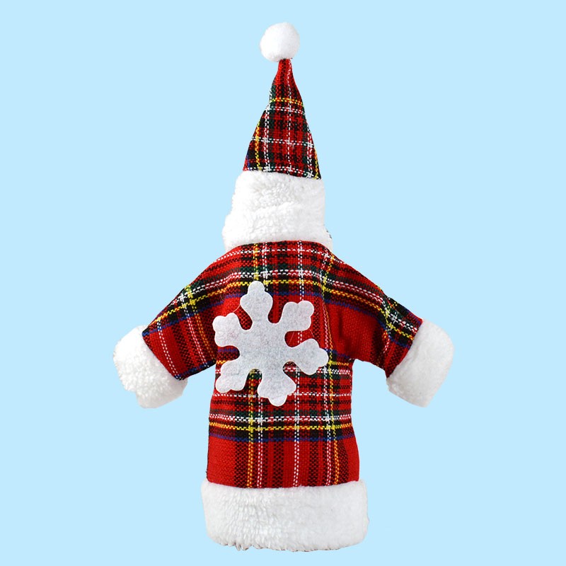 1-Set-Santa-Claus-Plaid-Snowflake-Clothing-Hat-Dress-Kit-Wine-Bottle-Cover-Decor--32751466333