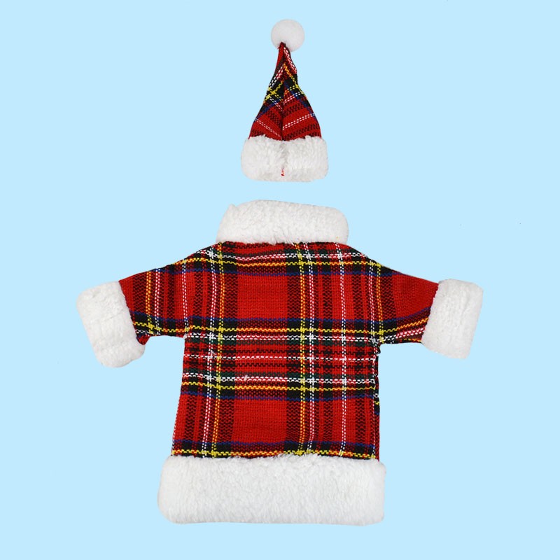 1-Set-Santa-Claus-Plaid-Snowflake-Clothing-Hat-Dress-Kit-Wine-Bottle-Cover-Decor--32751466333