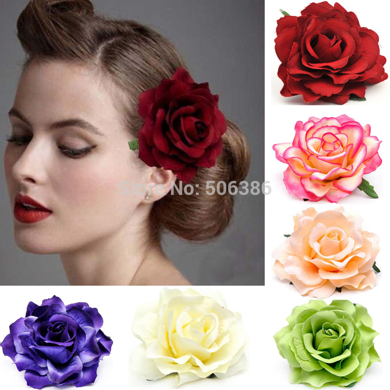 10cm-large-Fabric-Blooming-Rose-Flower-woman-Hair-Decorations-amp-Brooch-wedding-party-Hair-Clip-Bri-32658182646