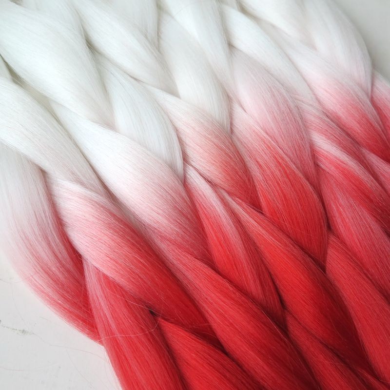 10pcs-100gpc-24quot-WHITE-NEON-CHILI-Red-Ombre-Kanekalon-Braiding-Hair-Synthetic-Two-Tone-Kanekalon--32653517712