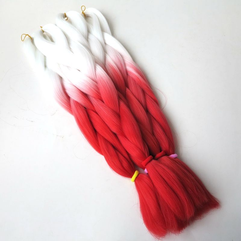 10pcs-100gpc-24quot-WHITE-NEON-CHILI-Red-Ombre-Kanekalon-Braiding-Hair-Synthetic-Two-Tone-Kanekalon--32653517712