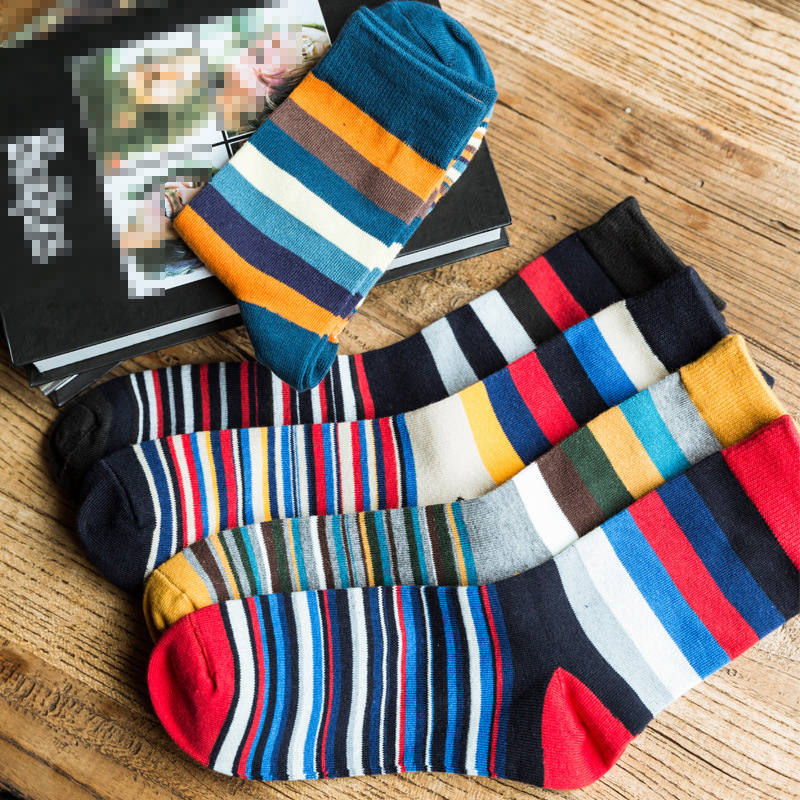 1Pairs-Men39s-Socks-Chaussette-Striped-3D-Print-Male-Long-Socks-Long-Men39s-Business-Mens-Dress-Sock-32787041091