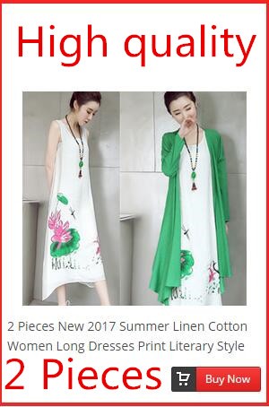 2-Pieces-New-2017--Summer-China-Ink-Print-Women-Plus-Size-Dress-Cotton-Linen--A-line-Casual-O-neck-V-32630619643