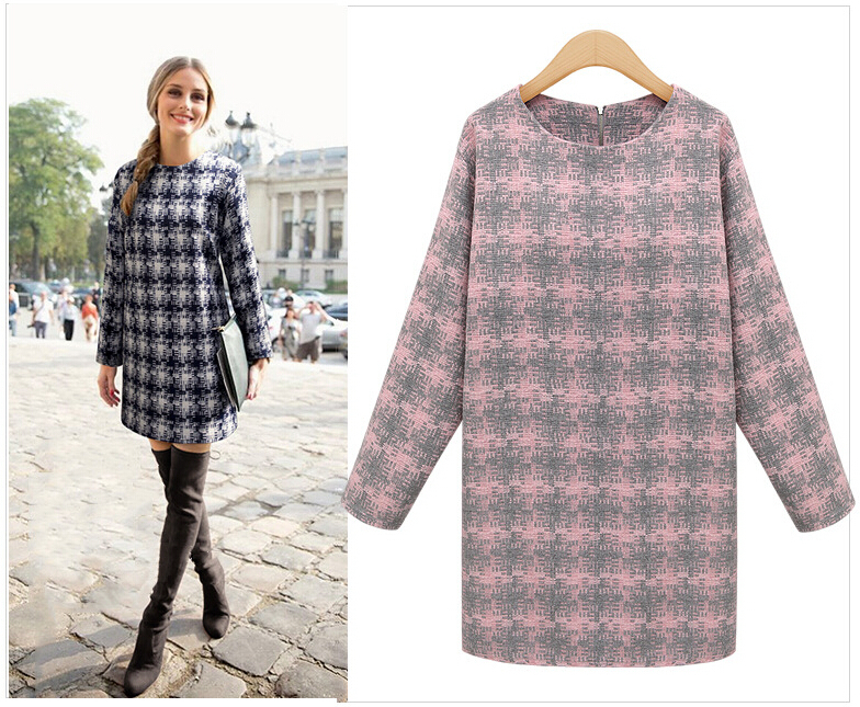 2015-New-Fashion-Winter-women-dress-round-neck-long-sleeved-plaid-was-thin-loose-big-yards-casual-dr-32253497161