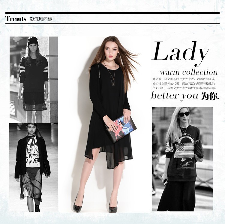 2015European-Women-Long-Sleeve-Chiffon-Dress-irregular-hem-spring-large-size-oblique-zipper-asymmetr-32420804332