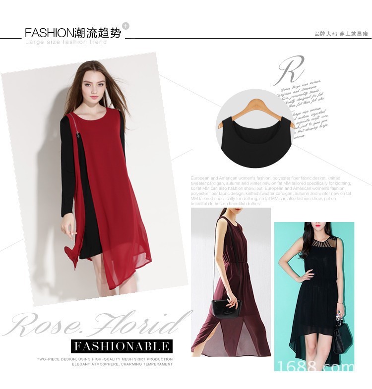 2015European-Women-Long-Sleeve-Chiffon-Dress-irregular-hem-spring-large-size-oblique-zipper-asymmetr-32420804332