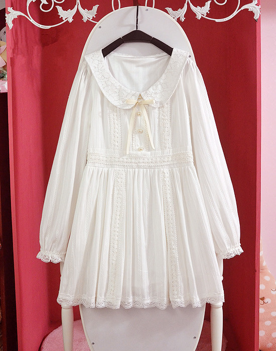 2016-Autumn-Lace-Lolita-White-Dress-Princess-Pearl-Cotton-Fashion-Cute-Lovely-Dress-GirlampWomen-Swe-2043902782