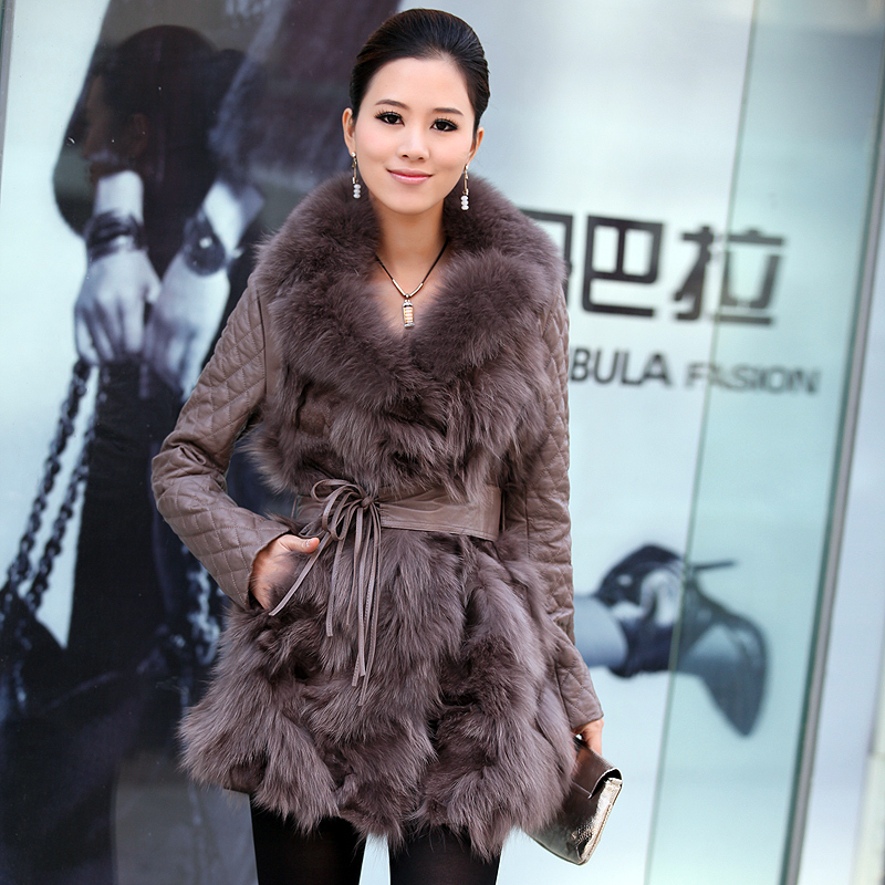 2016-Autumn-and-Winter-Women39s-Genuine-Real-Sheepskin-Leather-Coat-with-Fox-Fur-Collar-Female-Slim--1660943034