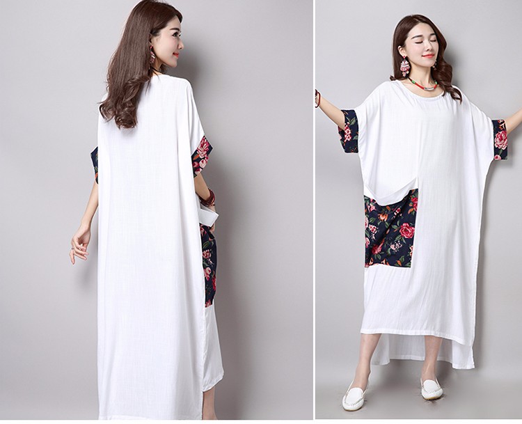 2016-Elegant-Shirt-Dresses-Women39s-Long-Shirt-Dresses-Chinese-Floral-Pocket-Short-Sleeve-Maxi-White-32703031694