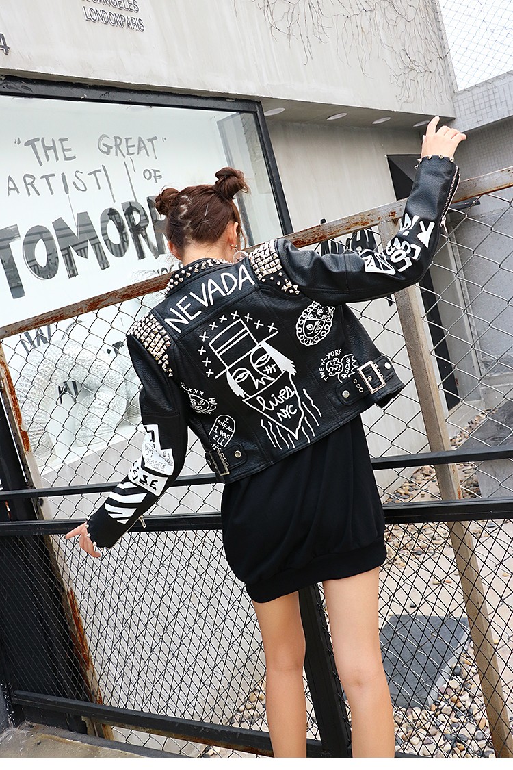 2016-Fashion-Autumn-Women-Heavy-Punk-Rivet-Street-Short-Leather-Jacket-Black-Zipper-Motorcycle-Graff-32741636480