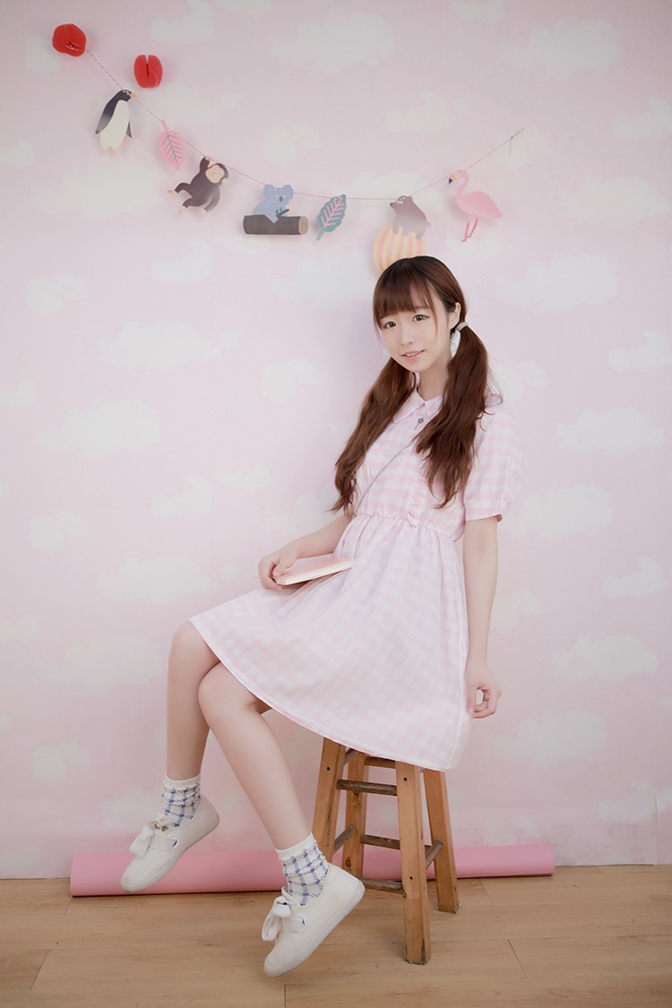 2016-NEW-Summer-Girls-Lolita-Pink-Plaid-Dress-Cotton-Fashion-Cute-Lovely-Shiny-Japanese-Brand-Korea--2005229594