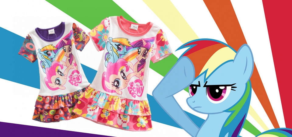 2016-Neat-retail-New-BABY-Girls-Clothes-short-Sleeve-lace-Kids-dresses-My-little-pony-dress-children-32665128751