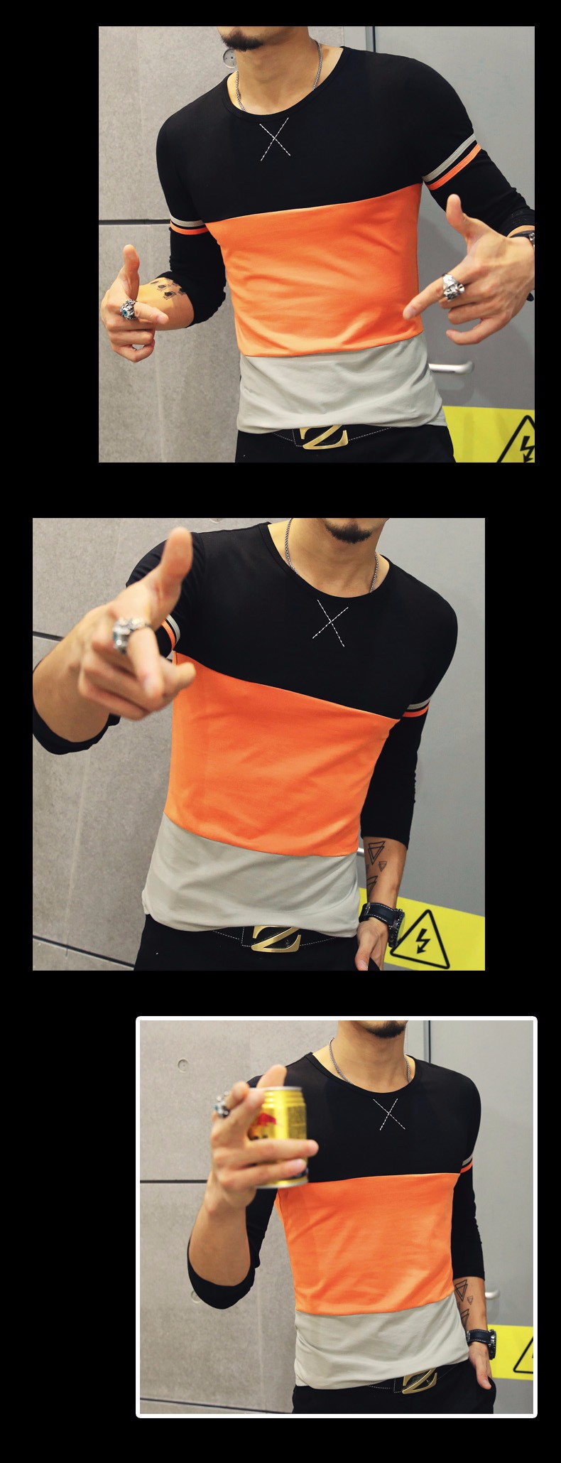 2016-New-Arrival-Men39s-Brand-T-Shirt-Fashion-Trend-Orange-Yellow-Patckwork-Casual-T-Shirts-Men-Slim-32715387561