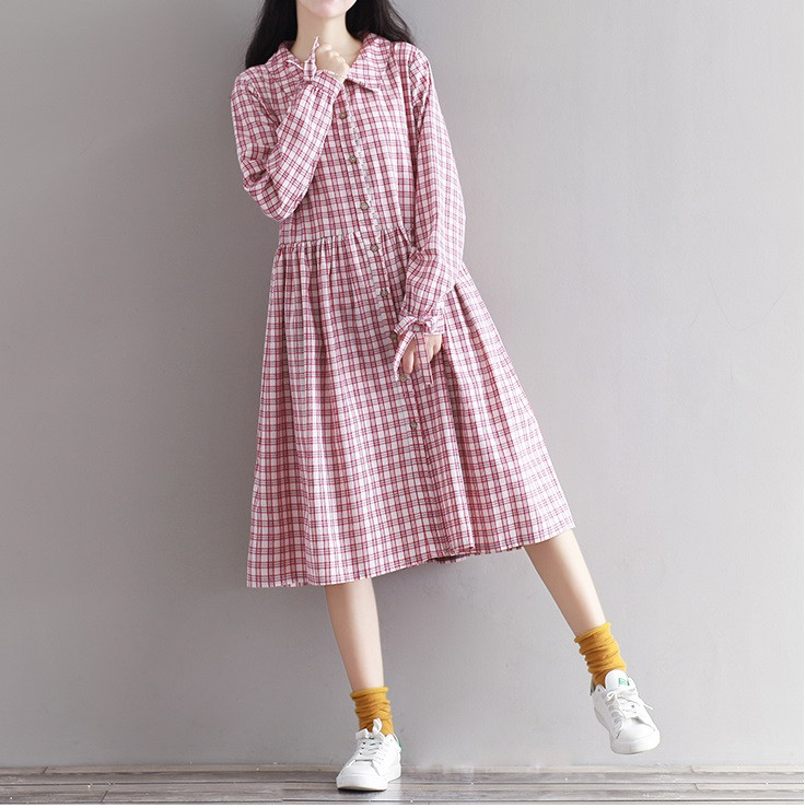 2016-New-Fashion-Women-Casual-Plaid-Dress-Turn-Down-Collar-Long-Sleeve-Vestidos-De-Festa-Cotton-Line-32724785028