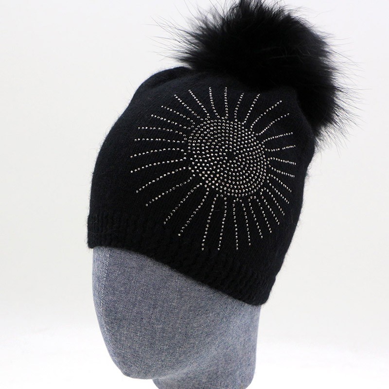 2016-Rhinestone-Knitting-Hat-Wool-Beanie-Hat-With-Real-Raccoon-Fur-Pompom-Women-Beanie-Pom-pom-Wool--32729812013