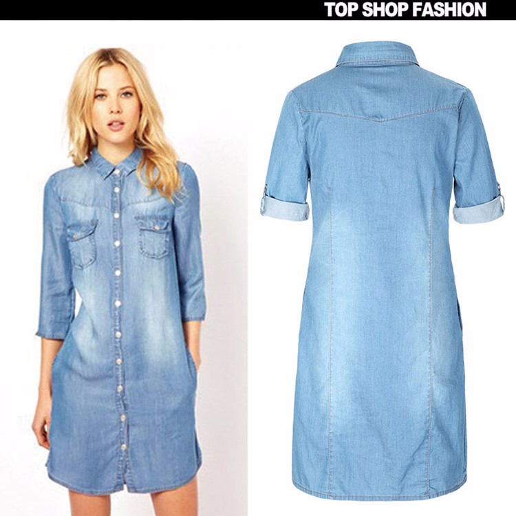 2016-Summer-Denim-Dress-Women-Plus-Size-Three-Quarter-Sleeve-Dress-Blue-Denim-Jeans-Dress-For-Women--32678417990