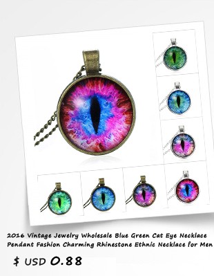 2016-Vintage-Jewelry-Wholesale-Blue-Green-Cat-Eye-Necklace-Pendant-Fashion-Charming-Rhinestone-Ethni-32416090968