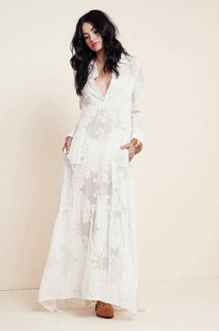 2016-Women-BOHO-Slit-Side-Lace-White-Chiffon-Maxi-Dress-New-Spring-Summer-Lapel-Long-Sleeve-Beach-Lo-32614086849