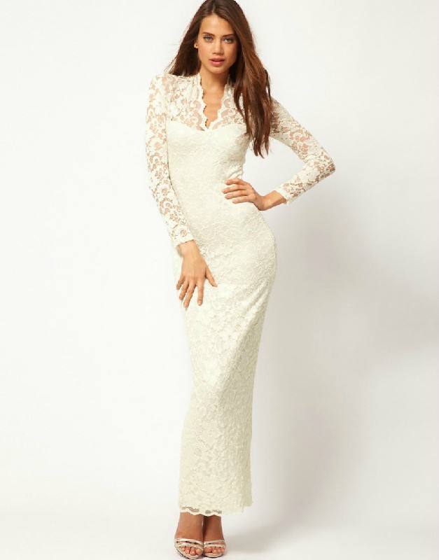 2016-Women-Deep-V-neck-Long-Sleeve-BlackWhiteBlue-Lace-Floral--Long-Maxi-Bodycon-Dress-Flool-length--1964025356