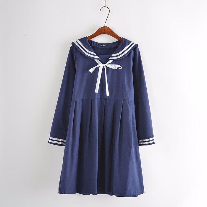 2016-autumn-summer-new-women39s-dress-female-cotton-line-Japanese-Naval-College-style-sweet-striped--32657744419