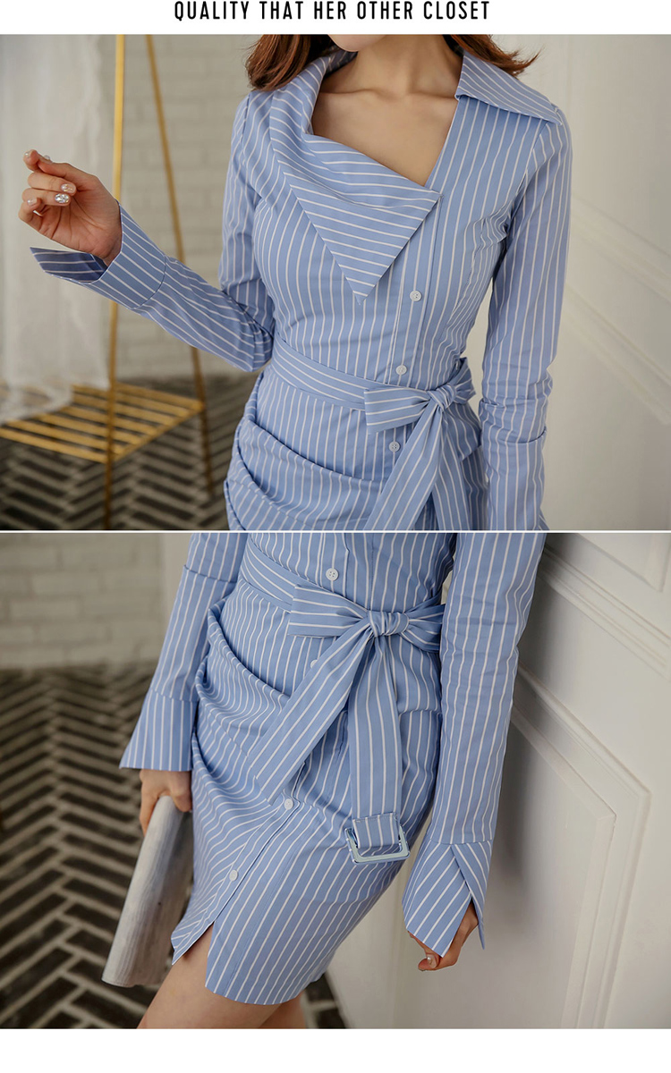 2017-Blue-Striped-Dress-Women39s-Clothing-Loose-OL-Casual-Slim-Long-Sleeve-Dress-Designer-Mini-Sheat-32797473119