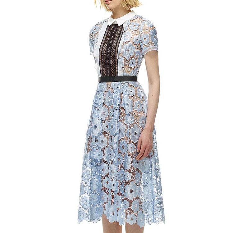 2017-New-Arrival-Short-Sleeve-Woman-Light-Blue-Lace-Midi-Dresses-32706626940