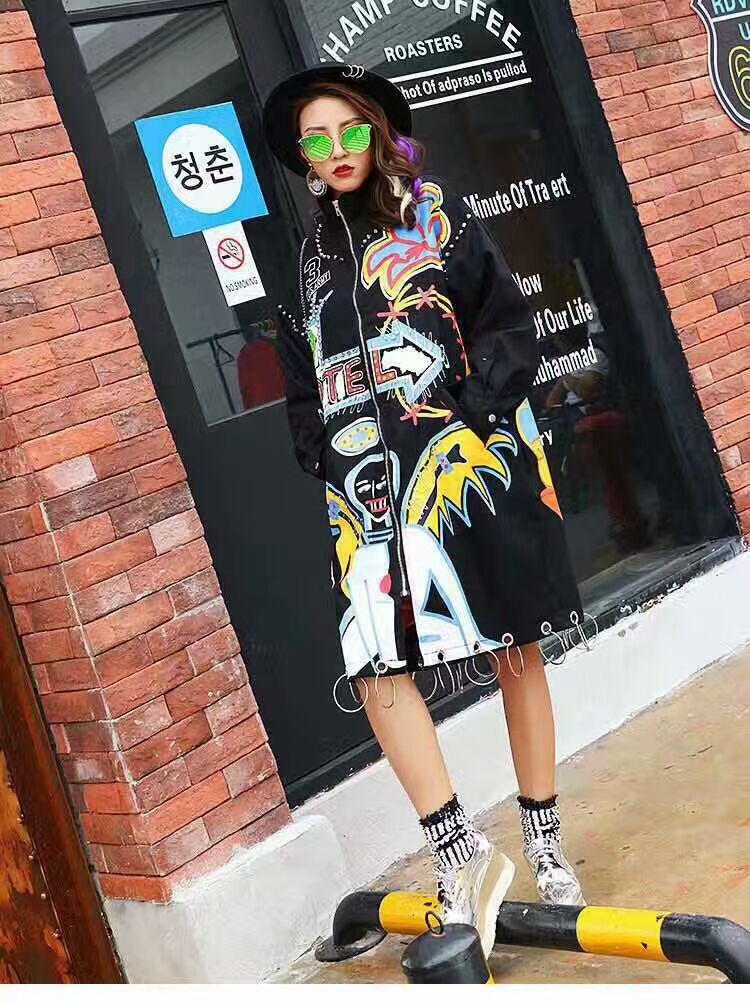 2017-New-Arrivals-Oversized-Punk-Jacket-black-Army-Green-Spring-Women-Long-Print-Coat-32800411562