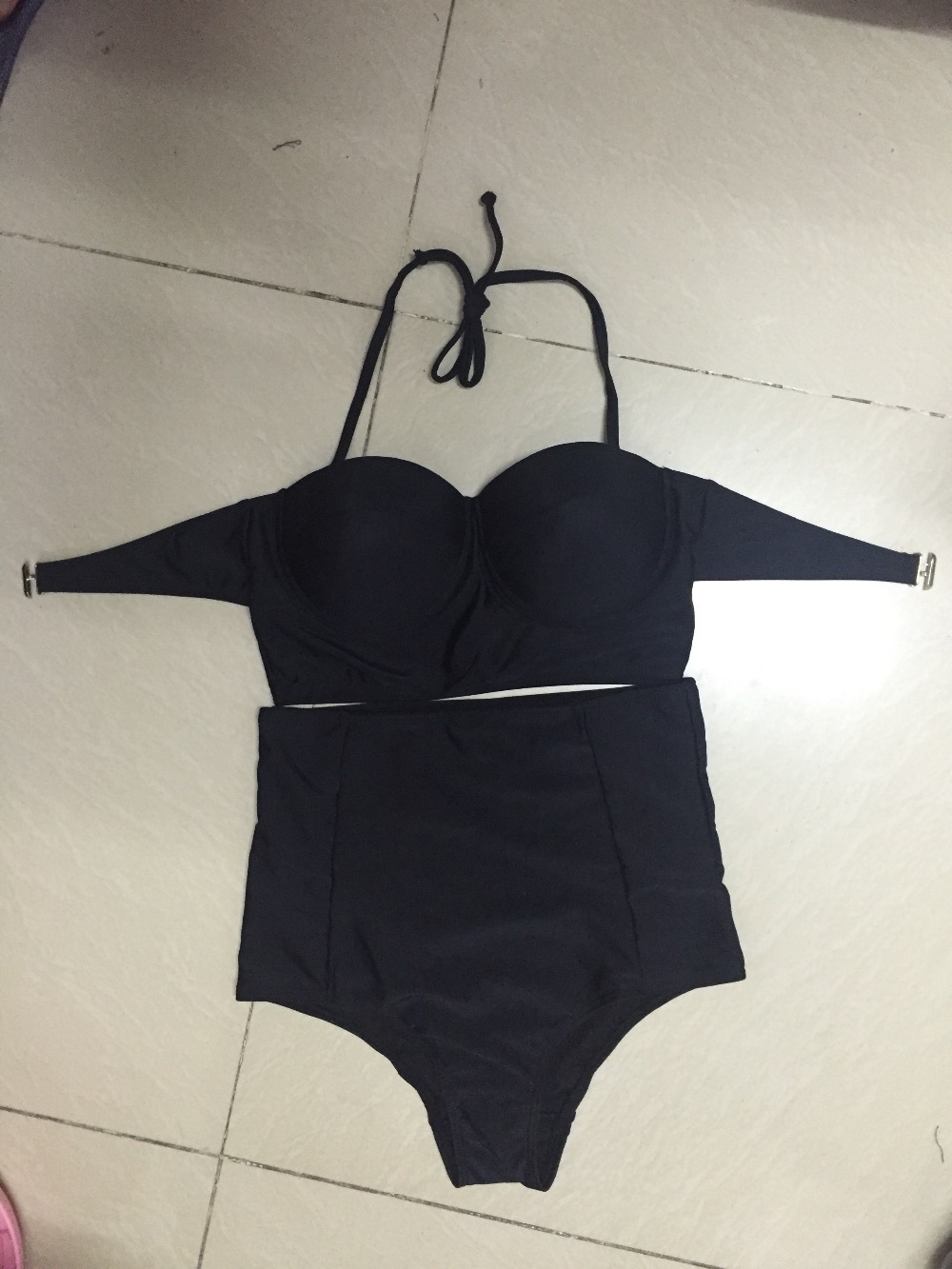 2017-New-High-Waist-Bikini-Set-Black-Plus-Size-3XL-Swimsuit-Swimwear-High-Quality-Material--32679590033