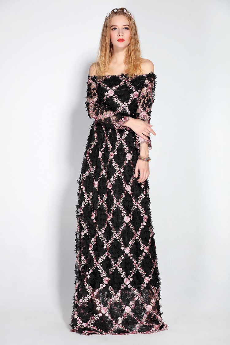 2017-Runway-Maxi-Dress-Women-Party-Wear-Floor-Length-Slash-neck-Off-the-Shoulde-Floral-Embroidery-Ap-32784025899