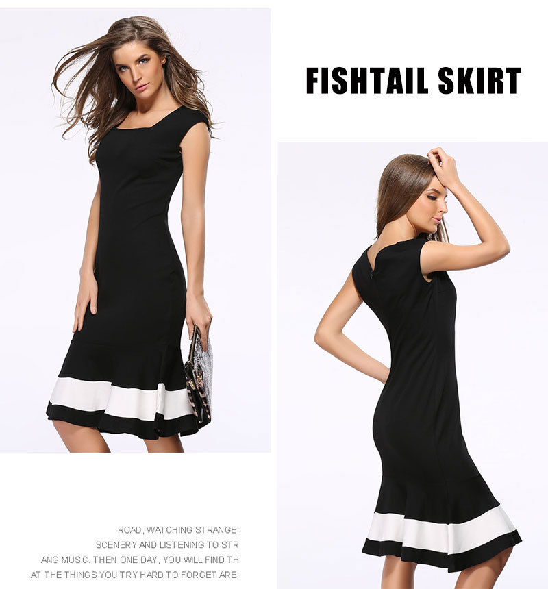 2017-Summer-New-Fashion-Patchwork-Work-office-Dress-Woman-39s-Slim-Sleeveless-Black-Polyester-Empire-32781991951