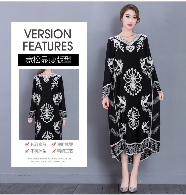 2017-Women39s-New-Embroidery-Cotton-Big-Size-Long-Dress-Loose-Dress-Retro-Black-Printing-Dress-32798754574