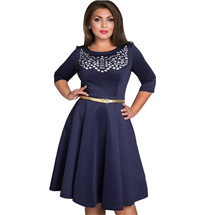 2017-women-plus-size-dress-O-Neck-Pockets-Casual-dresses-Knee-Length-plus-size-women-clothing-patchw-32568448440