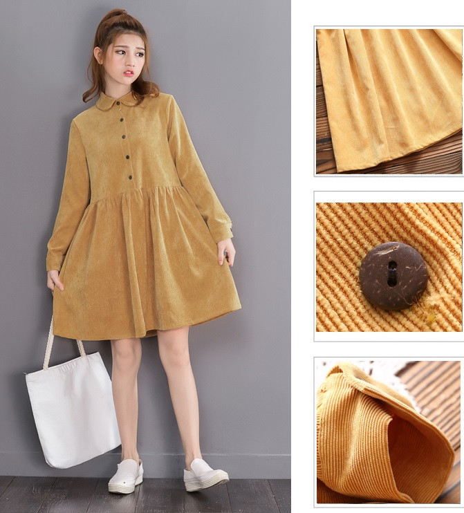 2018-New-Fashion-Spring-Autumn-Women-Mini-Dress-Peter-Pan-Collar-Corduroy-Long-Sleeve-Vestidos-Vinta-32743659513