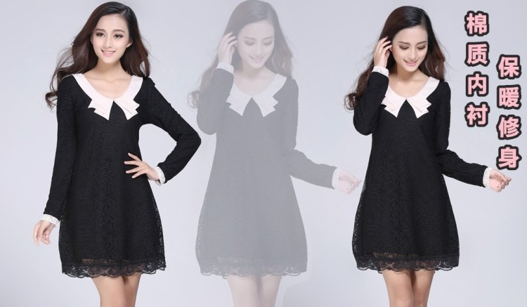 2018-Spring-women39s-slim-thin-lace-dress-ladies-doll-collar-long-sleeve-loose-dresses-black-white-p-32617230176