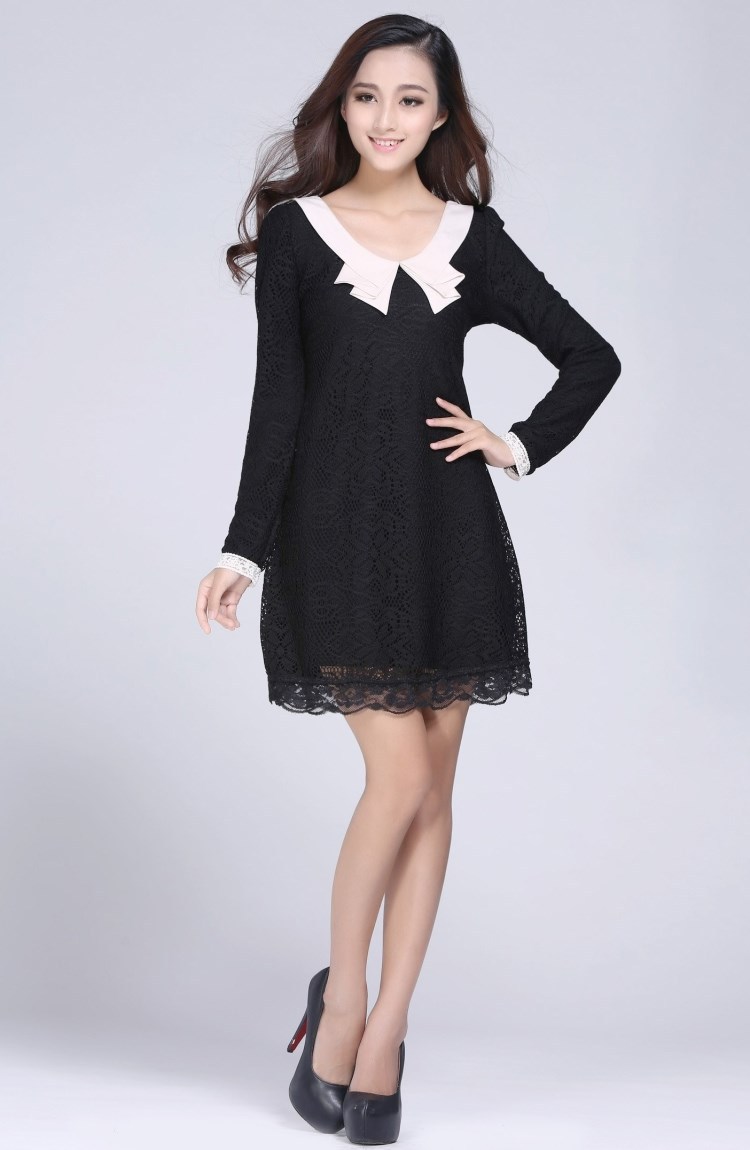 2018-Spring-women39s-slim-thin-lace-dress-ladies-doll-collar-long-sleeve-loose-dresses-black-white-p-32617230176