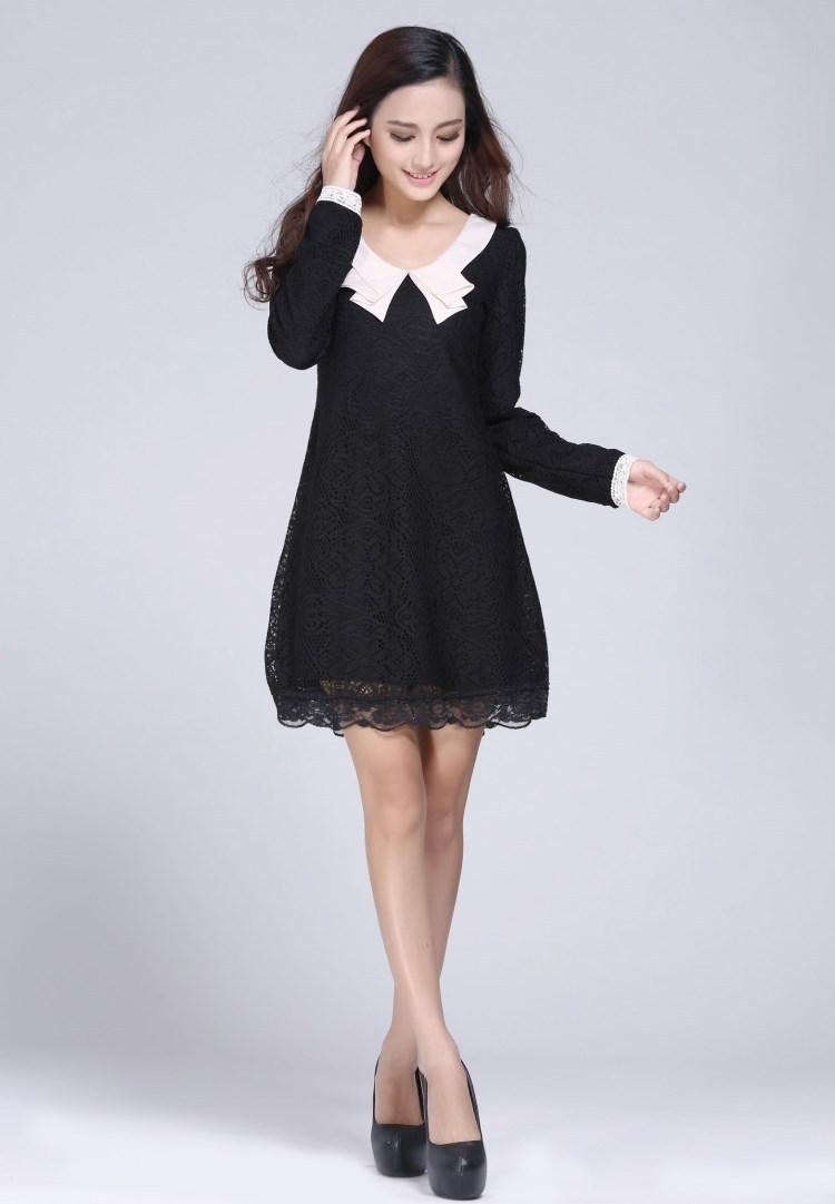 2018-Spring-women39s-slim-thin-lace-dress-ladies-doll-collar-long-sleeve-loose-dresses-black-white-p-32617230176