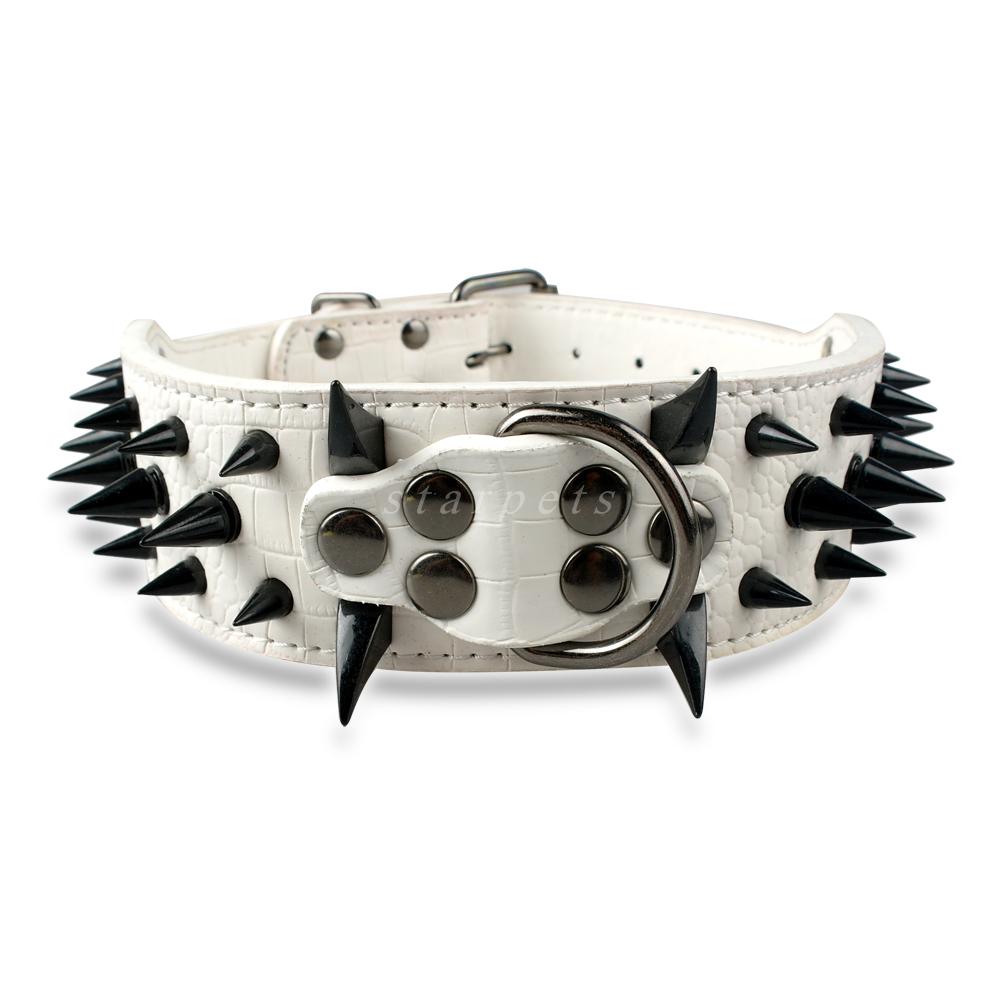 2inch-Wide-Cool-Sharp-Spiked-Studded-Leather-Dog-Collars-15-24quot-For-Medium-Large-Breeds-Pitbull-M-743727799