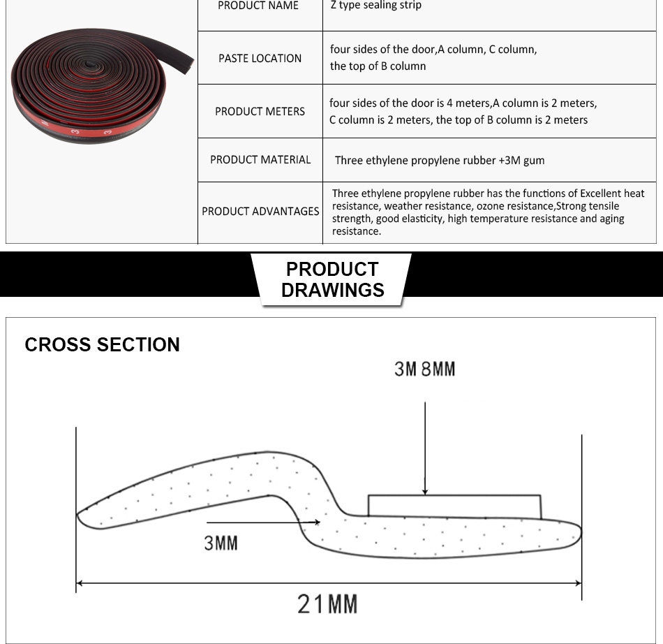 4Meter-Z-type-3M-adhesive-car-rubber-seal-Sound-Insulation--car-door-sealing-strip-weatherstrip-edge-1707068455