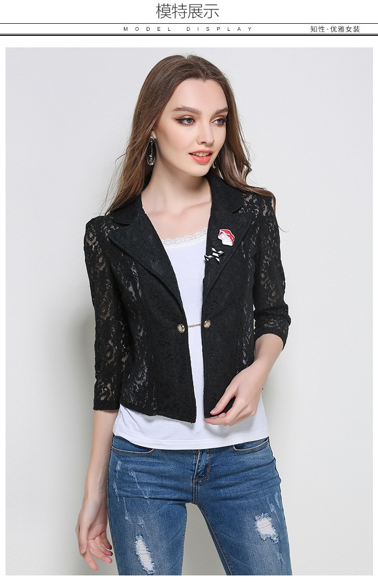 5XL-2017-Spring-Short-Lace-Jacket-For-Ladies-Turn-Down-Collar-Three-Quarter-Appliques-Casual-Women-B-32784693842